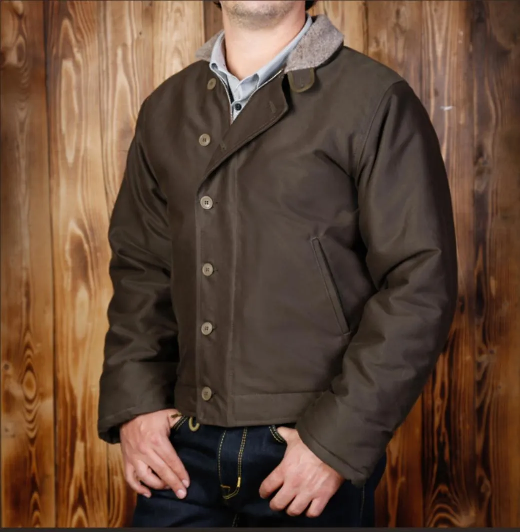 Pike Brothers Chaqueta 1944 N1 Deck Jacket waxed oliv - Imagen 3
