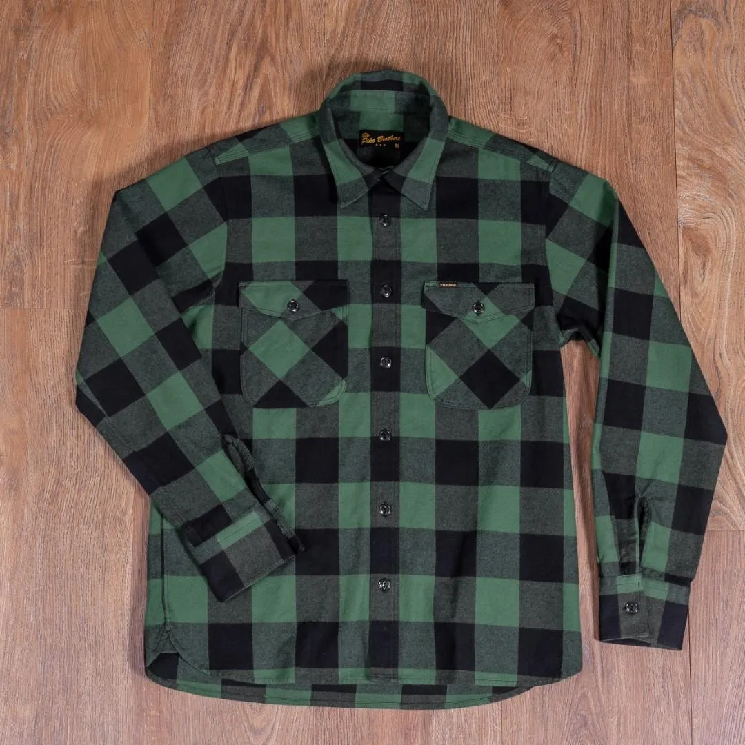 Pike Brothers Camisa de franela verde 1943 CPO Shirt Buffalo green flannel - Imagen 2