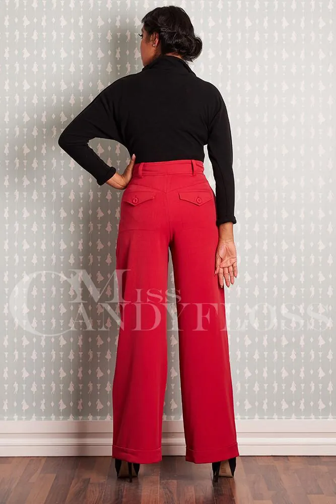 Pantalon ancho rojo Nicolette-Rose - Imagen 2