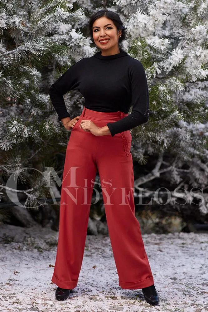 Pantalon ancho rojo Nicolette-Rose - Imagen 3