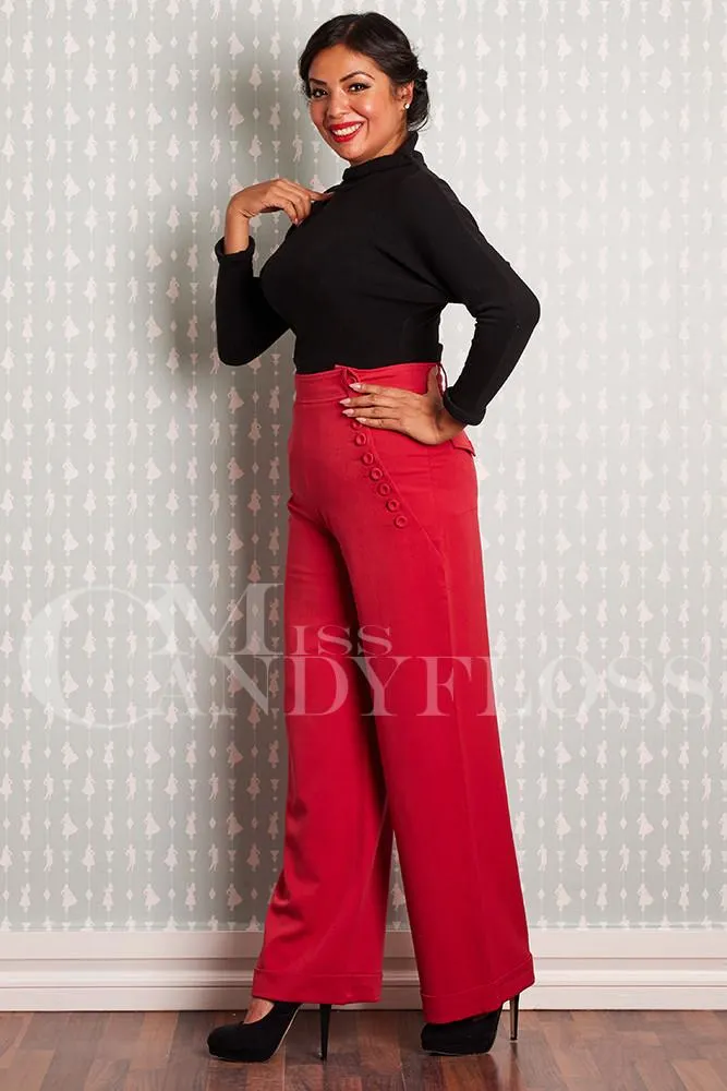 Pantalon ancho rojo Nicolette-Rose - Imagen 4