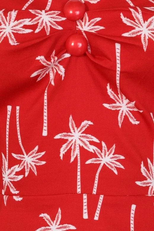 Vestido rojo con palmeras Mainline Dolores - Imagen 4