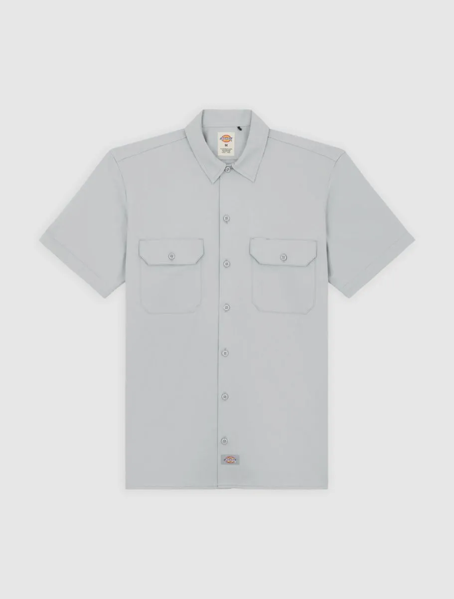 Camisa De Trabajo De Manga Corta gris claro - Imagen 3