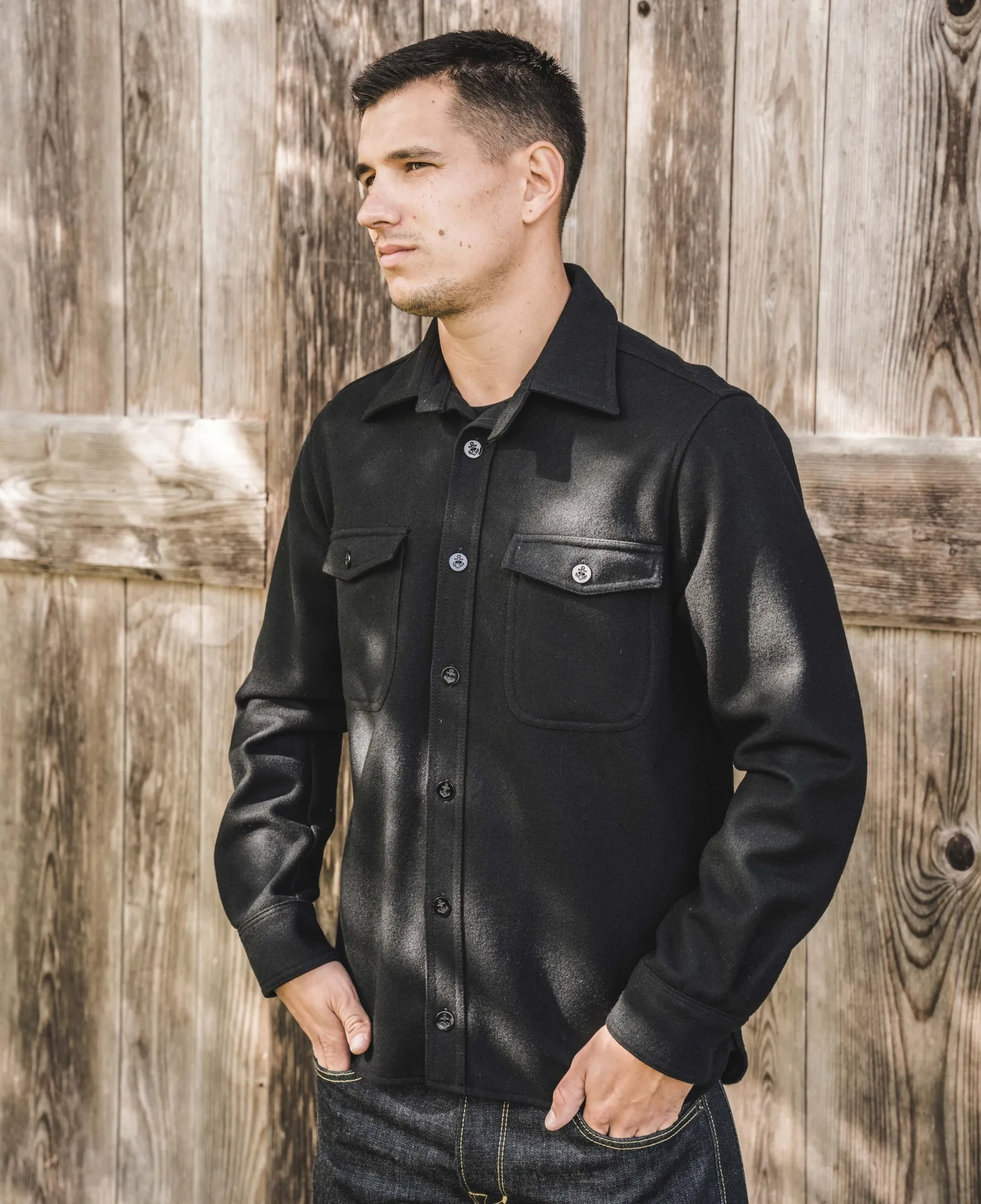 Camisa pike brothers heavy 1943 CPO Shirt black wool - Imagen 4