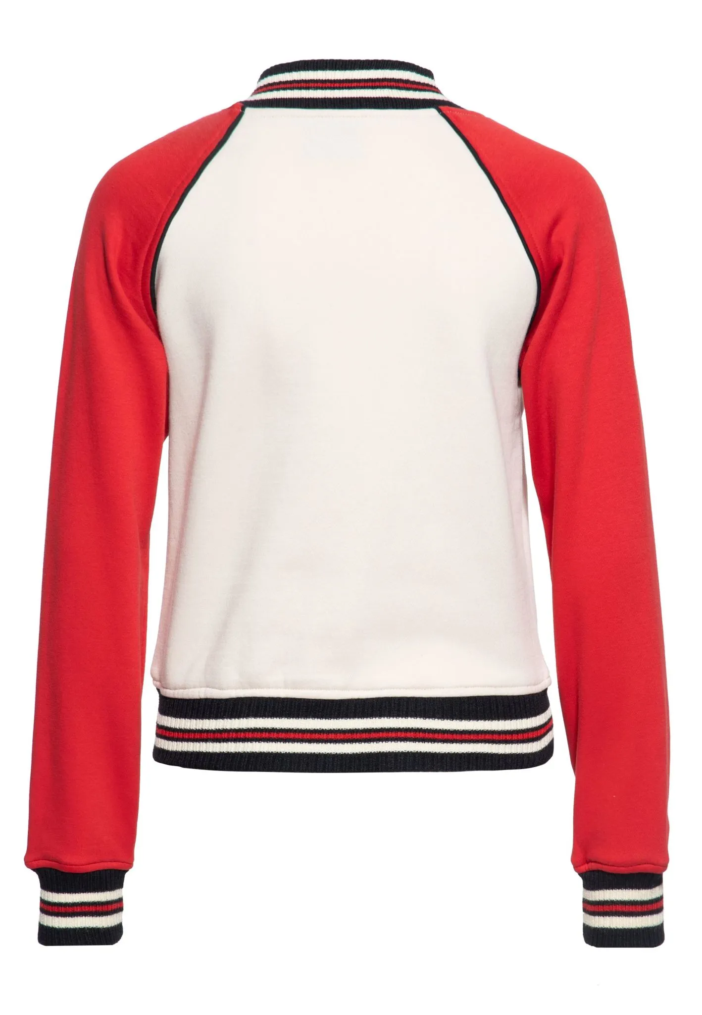 Chaqueta universitaria Queen Kerosin College Sweatjacke «Q» blanco/rojo - Imagen 2
