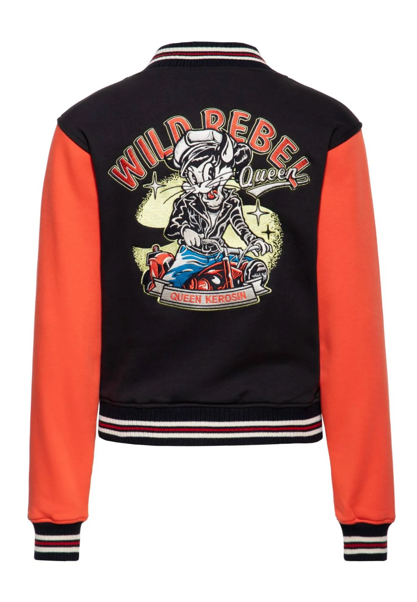 Chaqueta universitaria Queen Kerosin Damen college Jacket «Wild Rebel» - Imagen 3