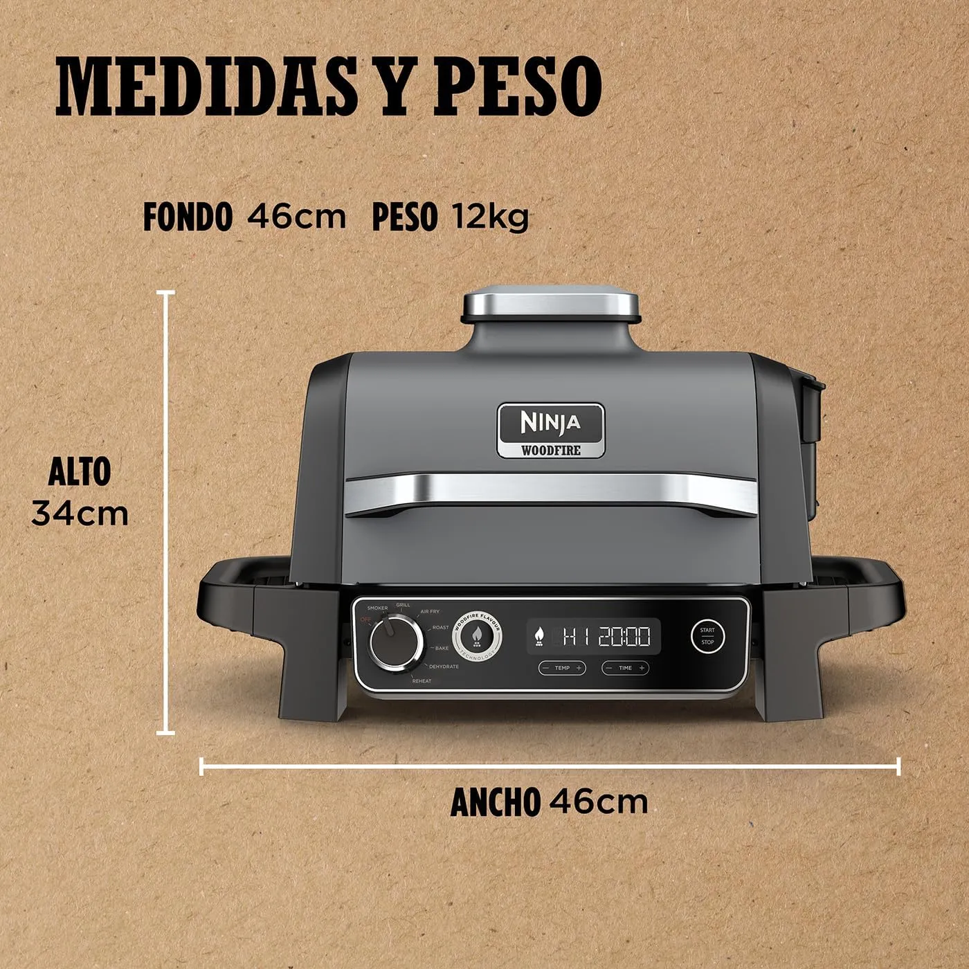 Barbacoa eléctrica con Ahumador Ninja Woodfire OG701EU - Imagen 6